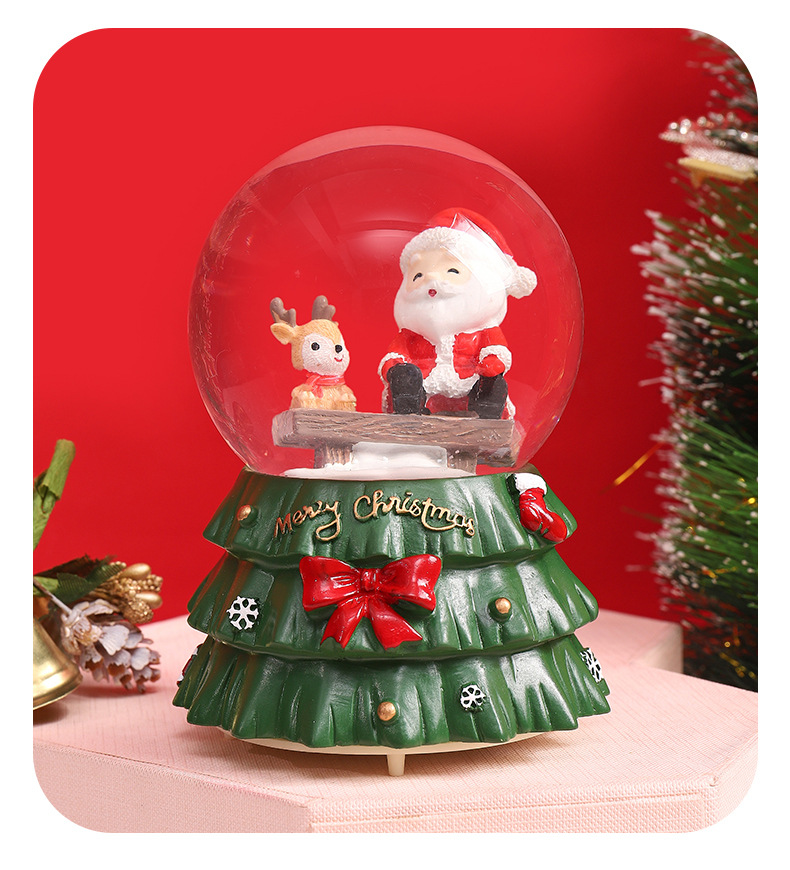 Creative Christmas Snow Decoration Glowing Crystal Ball Music Box display picture 2