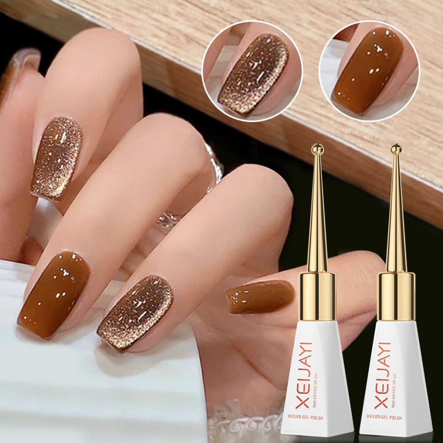 Nail Polish glue 2023 new autumn and winter popular caramel series cat eye White two colors suit nail salon special
