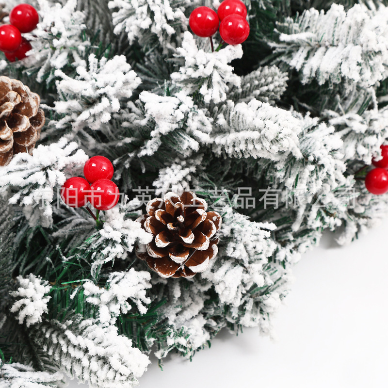 2025年新作クロスボーダー松ぼっくり赤い果実逆さまクリスマスツリー降雪植毛クリスマス屋内雪景色雰囲気作りツリー|undefined