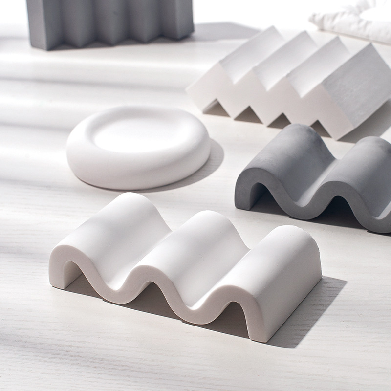 ins极简白色波浪形不规则楼梯款石膏拍照摄影装饰摆件道具背景