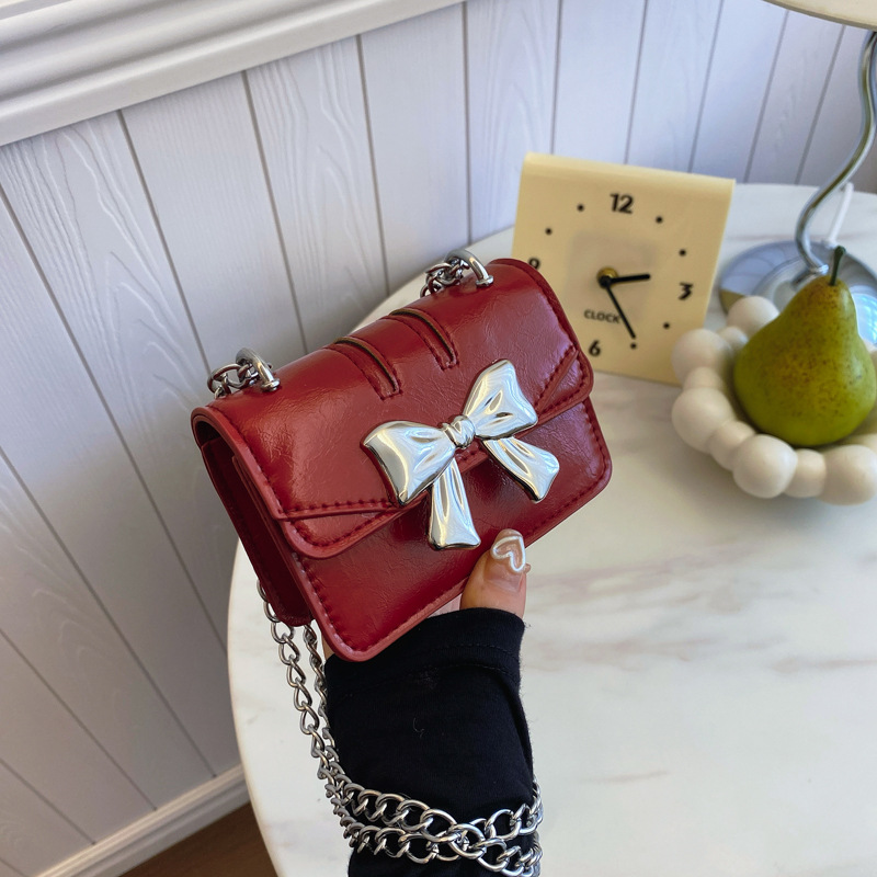 2024新款蝴蝶结小包包可爱韩版游玩亲子链条包手提包百搭配饰包