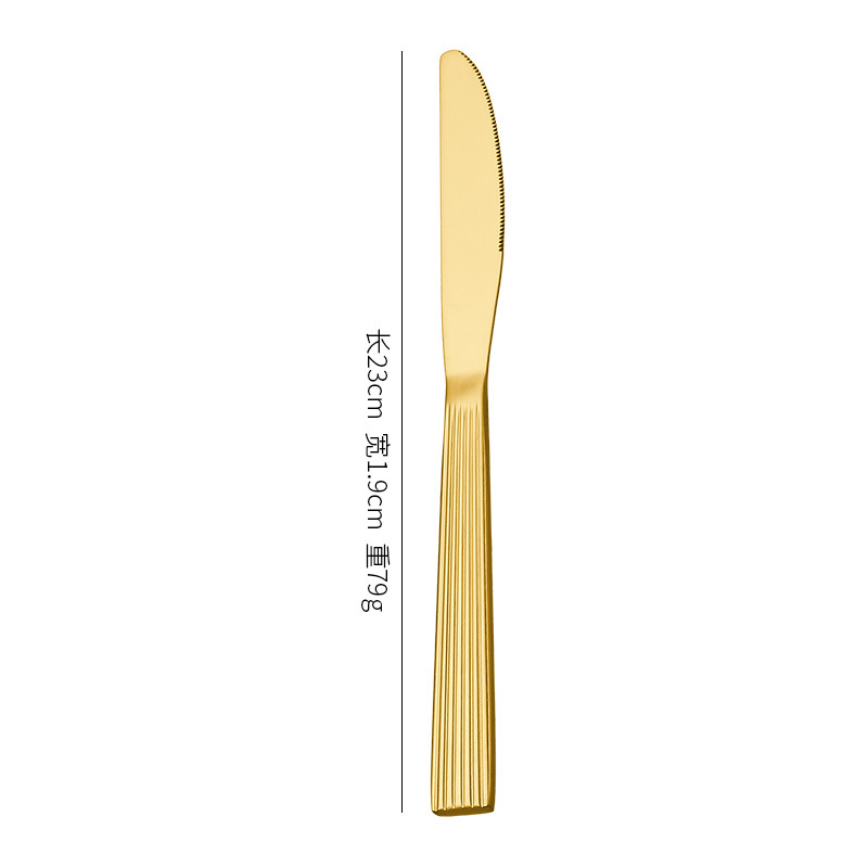 Comercio exterior de alta calidad cuchillo de acero inoxidable tenedor cuchara set lujo ligero cubiertos de carne cuchillo de postre cucharas de viento de alto nivel