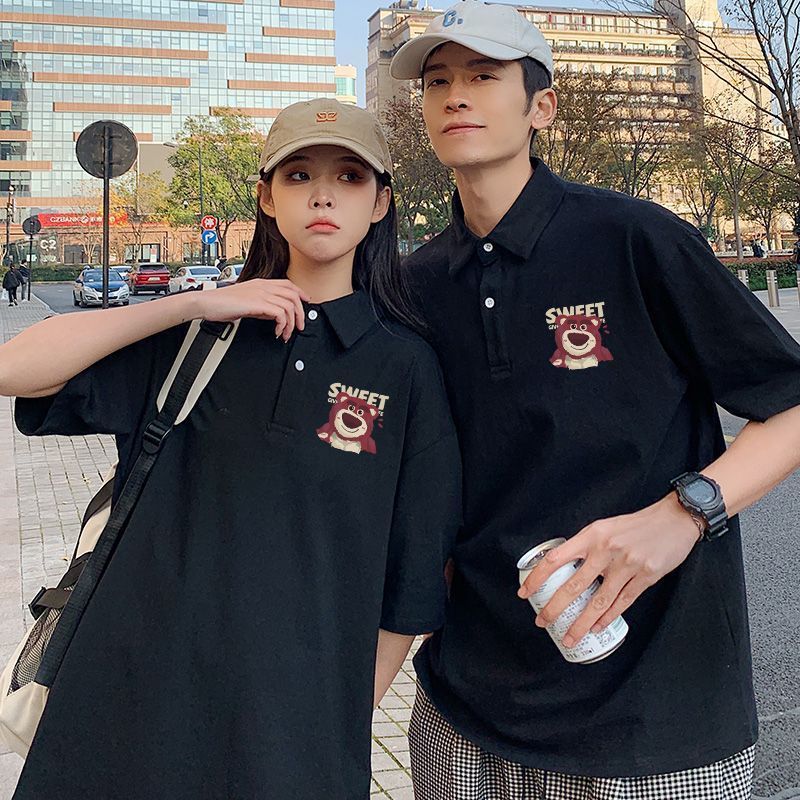 딸기곰 폴로 칼라 남성 블랙 + 여성 블랙