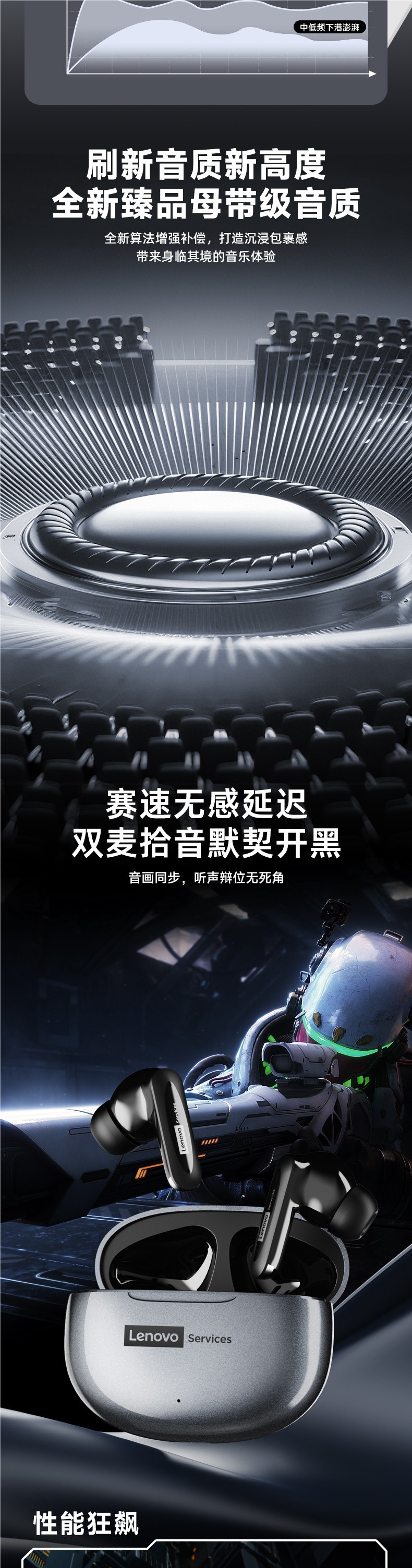 Lenovo Bluetooth Headphones 2026 New Model Wireless In-Ear Noise-Cancelling Gaming E-Sports Ultra-Long Battery Life Official Genuine Product