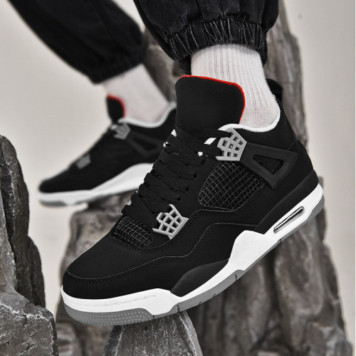 aj4 basketball shoes summer mesh breathable sports trendy shoes air cushion large size men's white shoes casual all-match sneakers