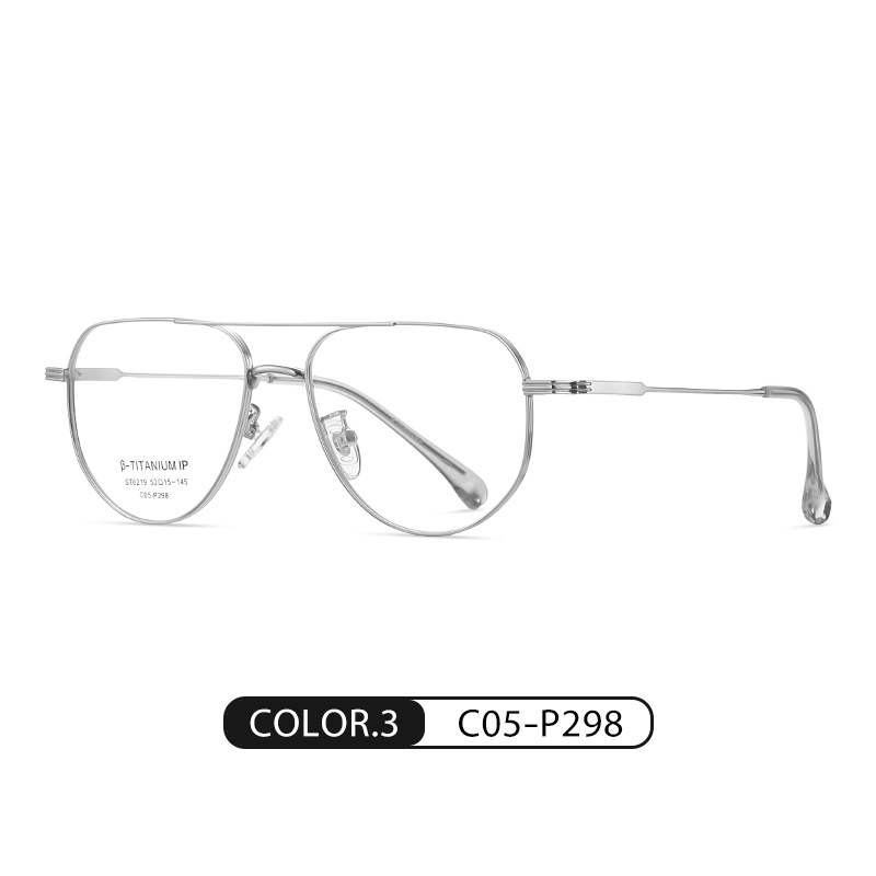 Fábrica al por mayor de titanio puro miopía gafas Marco de doble haz piloto gafas lisas marco ST6219 puede ser equipado con grados gafas de luz azul