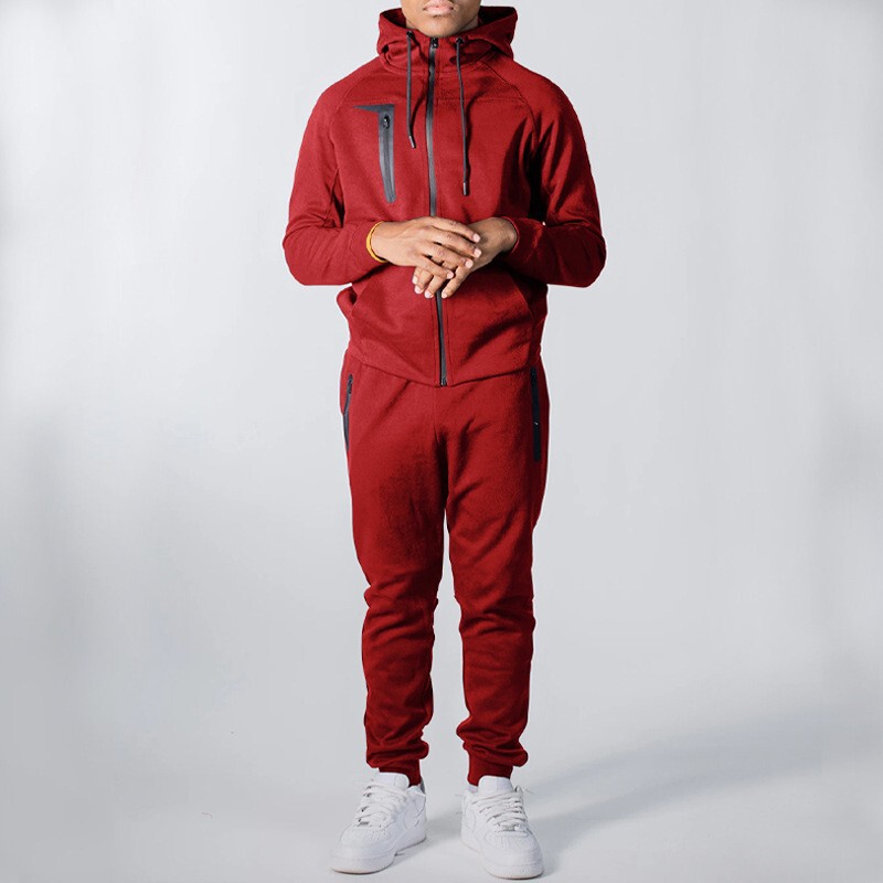 Fashion men's set exported to Europe and the United States health cloth outdoor sports suit spring and autumn hooded jacket trousers