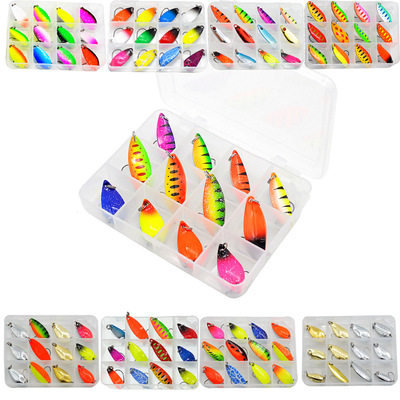 12件路亚马口彩色金属亮片鱼饵套装仿生假饵硬饵渔具套装路亚饵|ms