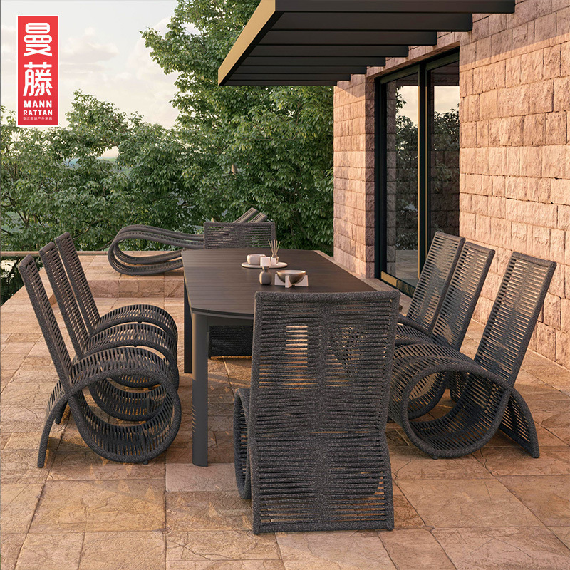 Nordic Outdoor Balcony Table and Chairs, Leisure Outdoor Rattan Chair Combination Three-Piece Set, Handmade Rattan Lazy Chair, Garden Coffee Table