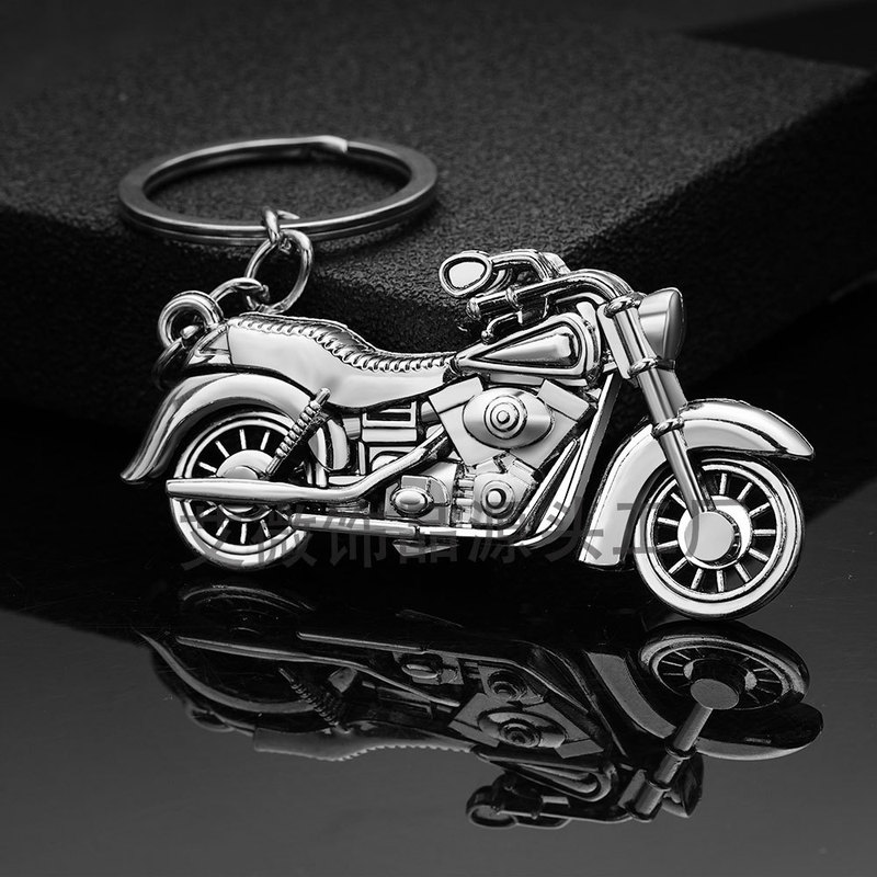 Alloy Metal Harley Motorcycle Keychain Large Colorful Artificial Motorcycle Model Small Gift Cross-Border Hot Sale