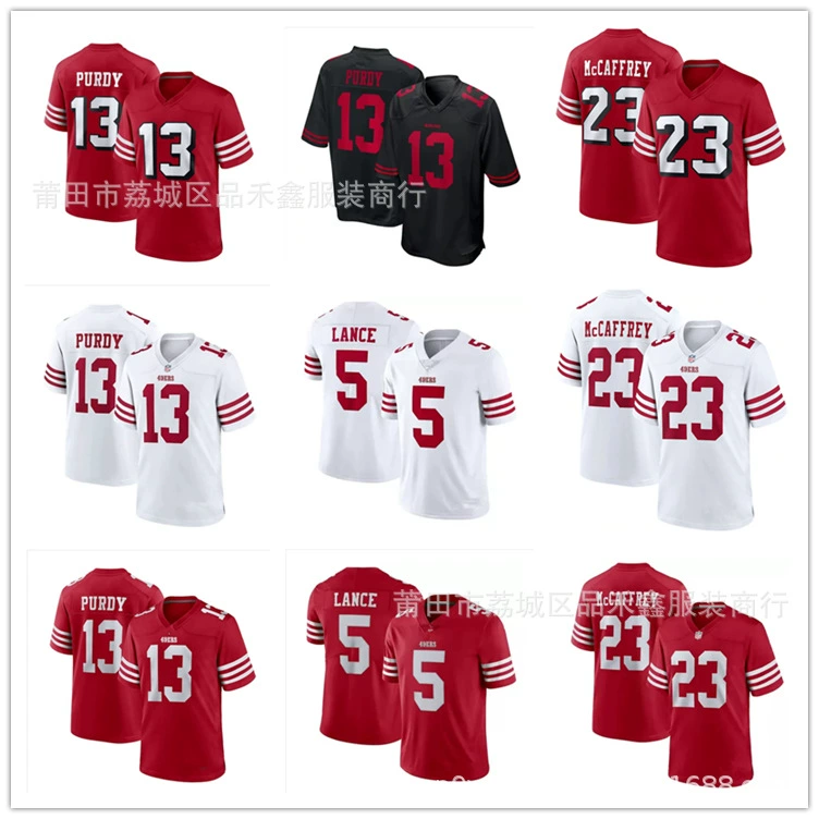49ers Сан-Франциско Футбольный костюм 23 # Маккаффри 13 # Purdy 5 # Лэнс Джерси