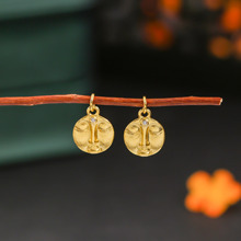 通体S925银镀金古法不言观音圆牌滴溜配饰DIY时尚民族风百搭配件