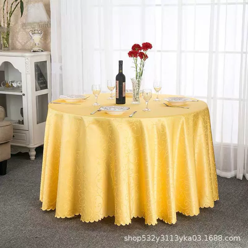 Large round table restaurant tablecloth hotel hotel banquet family can use round wedding European tablecloth table covers cross-border
