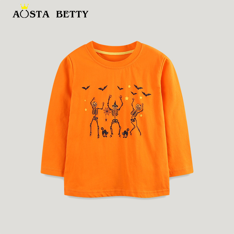 Kids Long Sleeve Halloween T-Shirt Autumn Stylish Cartoon Print