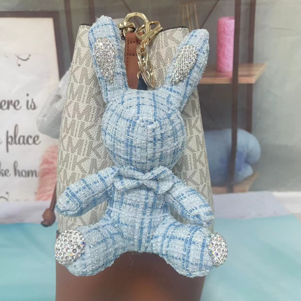 파란색 격자 무늬 15cm