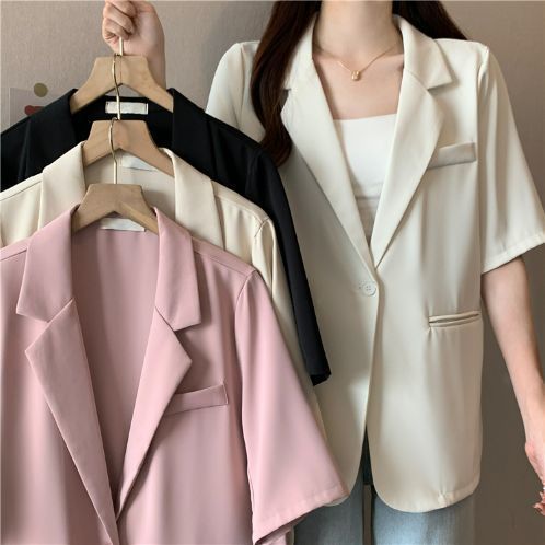 Lightweight Women's Summer Blazer Korean Style Casual Suit Jacket_voghion.com