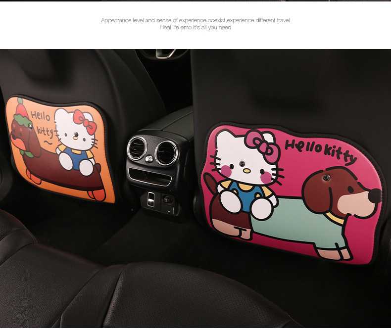 Women's Cute Cartoon Kitten Car Seat Back Anti-Kick Pad Car Seat Back Anti-Fouling Pad Rear Anti-Dirty Pad