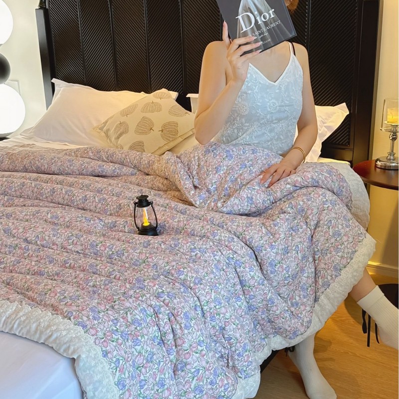 法式小清新花边A类针织棉春秋被秋冬空调被可机洗单双人保暖被子|undefined