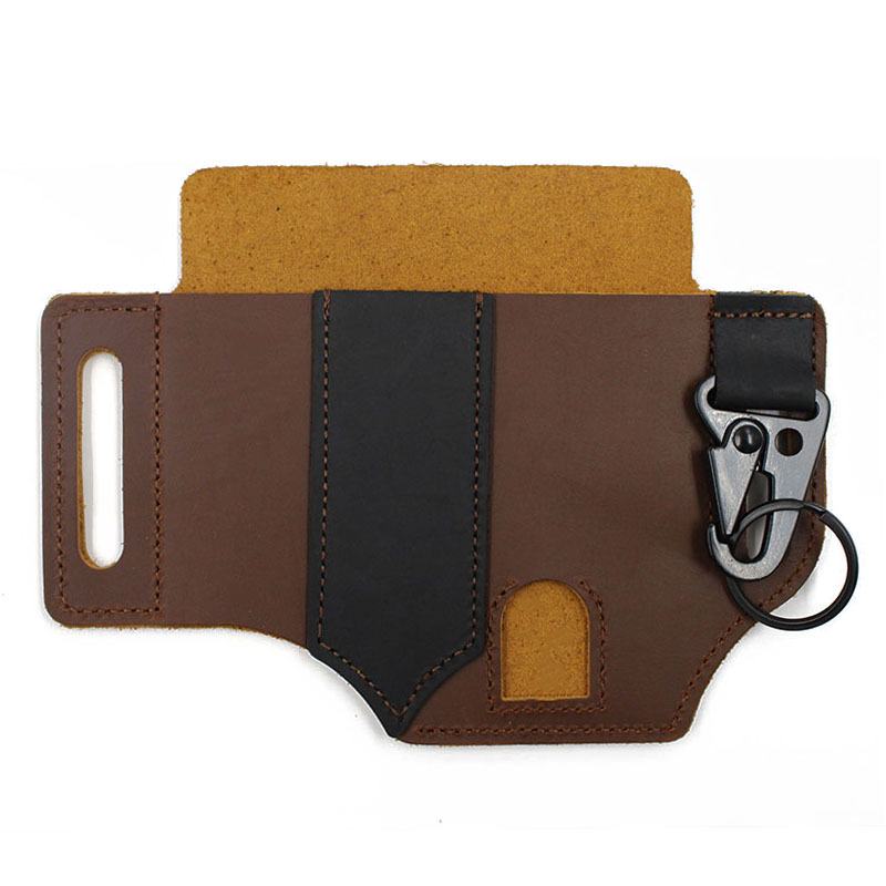 En stock EDC herramienta táctica al aire libre caso de cuero linterna plegable cuchillo Funda de cuero equipo de supervivencia al aire libre bolso de la cintura