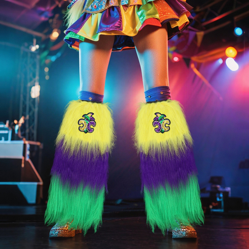 Nuevo cross-border Halloween tricolor piernas de peluche brasileño carnaval irlandés vestido de baile vestido de espectáculo