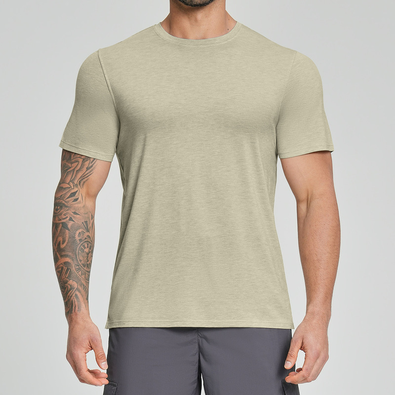 Cross-Border Men's Lyocell Merino Wool Blend Skin-Friendly Moisture-Wicking Breathable Sports Outdoor Fitness Short-Sleeve 3539