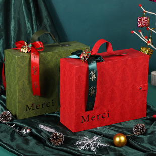 Casual Retro Gift Box Leather Ribbon Bell Drawer Box Large Custom Holiday Gift Box Suitcase