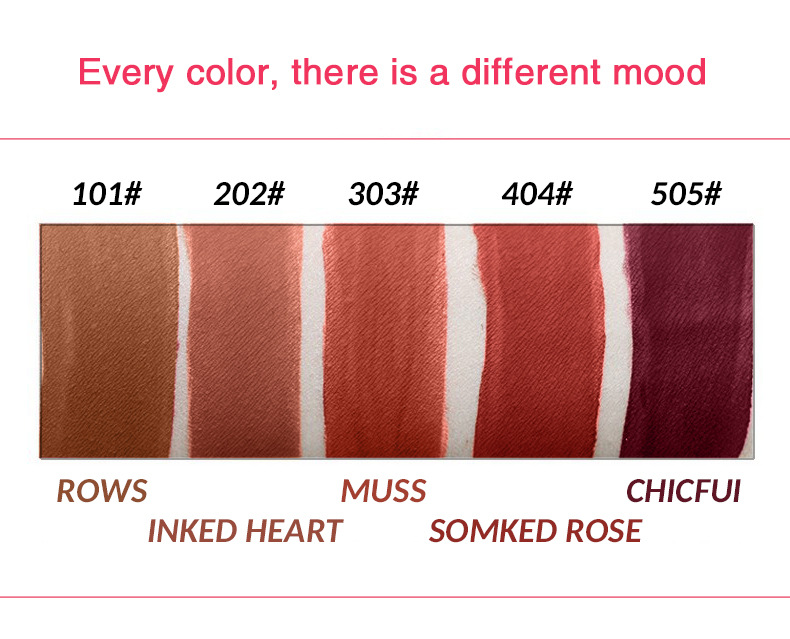 VIBELY's matte, waterproof, non-stick, non-fading lip gloss, nude five-color liquid lip gloss, a bestseller undefined