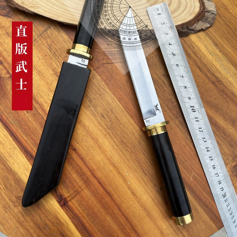 跨境直刀武士刀具东南亚热销D2钢水果刀户外便携收藏把玩锋利小刀