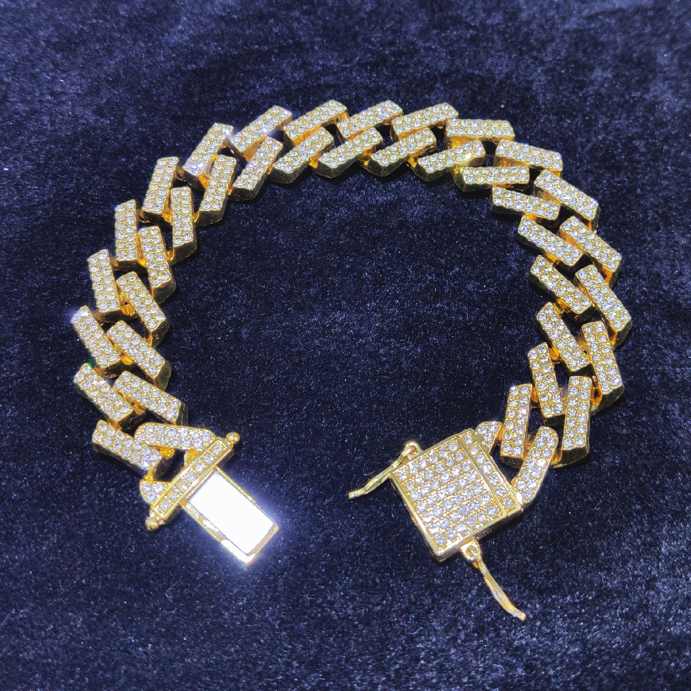 Bracciale cubano hip hop da uomo quadrilatero prismatico da 14 mm_voghion.com