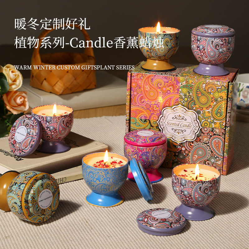 New Tinplate Aromatherapy Candle Soy Wax Indoor Smokeless Aromatherapy Candle Tinplate Tinplate Fragrance Gift Goblet