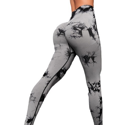 100 colores precio al por mayor tie-dye pantalones de yoga sin costuras cintura alta melocotón cadera pantalones deportivos para correr leggings