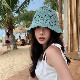夏季薄款透气花边复古渔夫帽女士洋气钩花盆帽韩版休闲百搭帽子