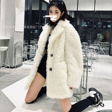 清仓不退不换SMFK羊毛夹克宽松外套中长款加厚保暖皮草大衣CC002B