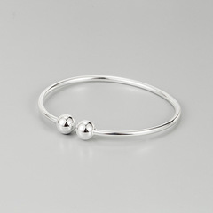 Korean minimalist versatile all-over 925 pure silver round bead must-answer bracelet INS minimal versatile double ball bracelet for women