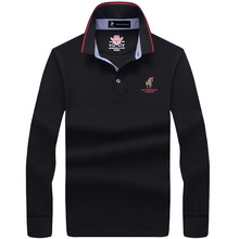 精品保罗男装长袖POLO衫秋冬新款宽松大码中青年男士体恤上衣
