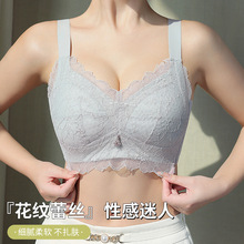 大码内衣女胖mm200斤大胸显小文胸薄款无钢圈全罩杯胸罩收副乳D杯