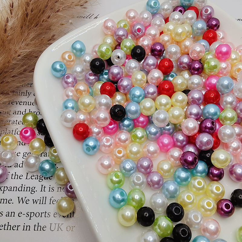Perlas de color resaltadas perforadas perlas de plástico ABS DIY material de bolsas hechas a mano accesorios accesorios al por mayor