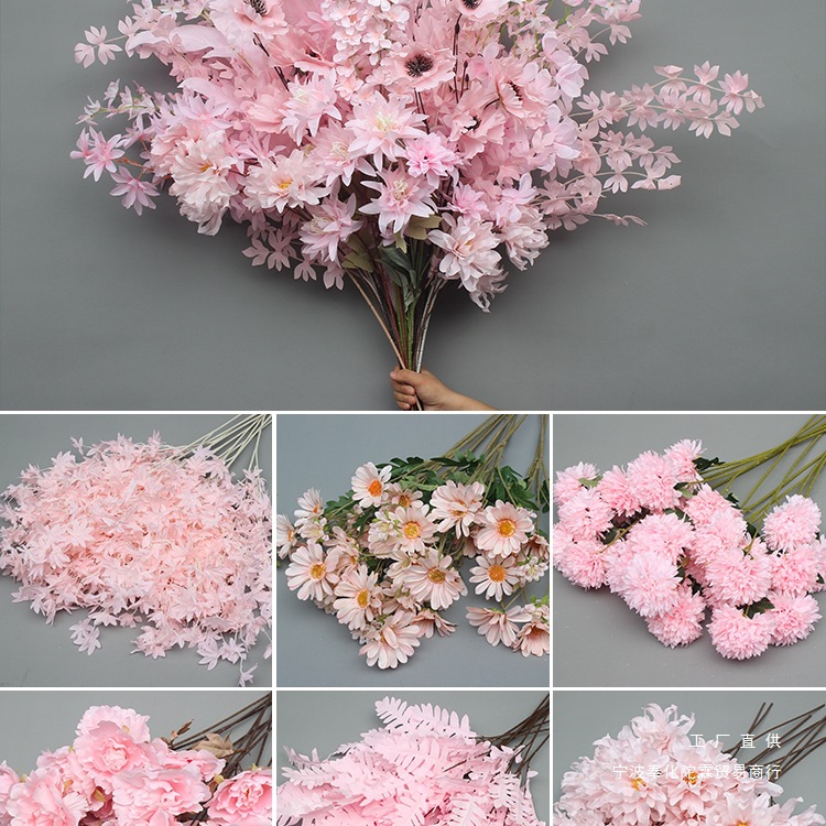 10 flores rosadas bodas flores de seda decoración floral flores falsas hortenida Wenxin Road Artes florales otros