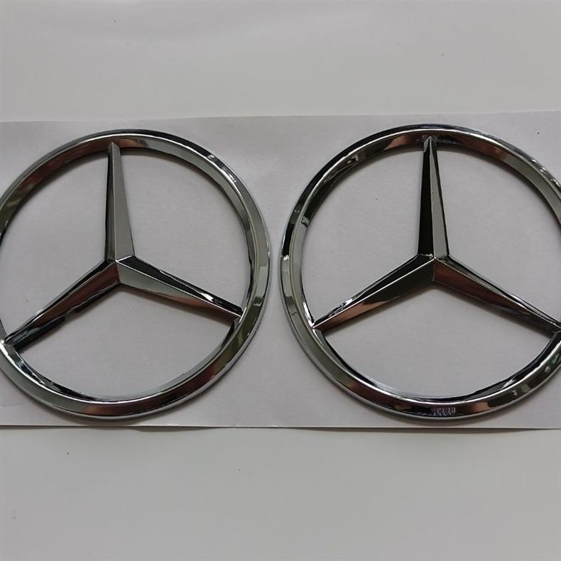 Mercedes-Benz three-pointed star emblem, electroplated, for A-Class, C-Class, and E-Class models, can be applied to the trunk, 9cm