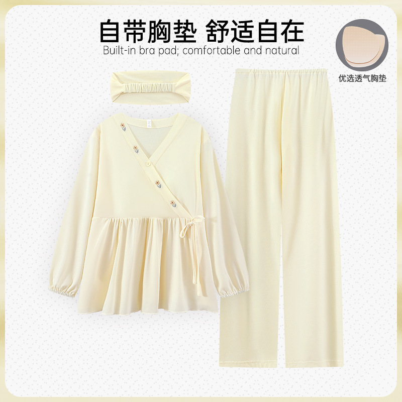 【送发带】纯棉月子服10-11月份产妇带胸垫哺乳期孕妇睡衣秋冬款|undefined