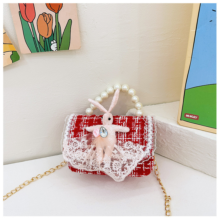 Bolsa de Año Nuevo, bolsas de Año Nuevo rojas de chicas, bolsas de accesorios de mano de perlas princesas