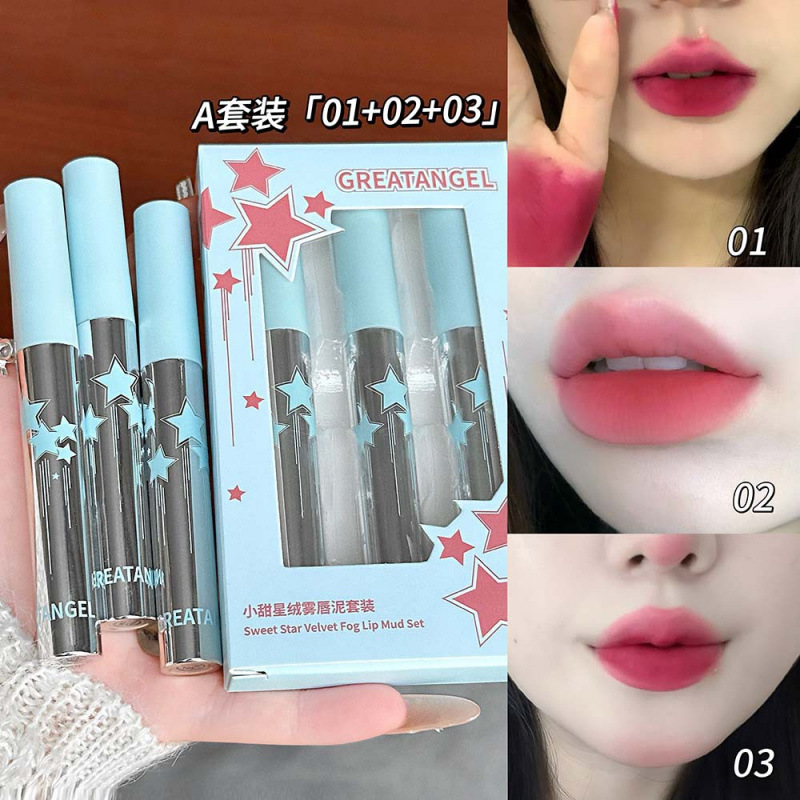 GreatAngel pequeño dulce velvet niebla labial barro sedoso niebla facial diaria viaje falso lápiz labial cosméticos transfronterizos