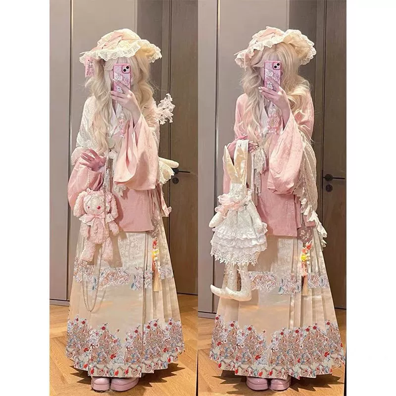 Женская короткая рубашка Han-Yang в стиле Лолиты Hanfu с перекрестным воротником, рукавами пипа и юбкой мамиан Han-Yang в стиле эклектика осень и зима другое.