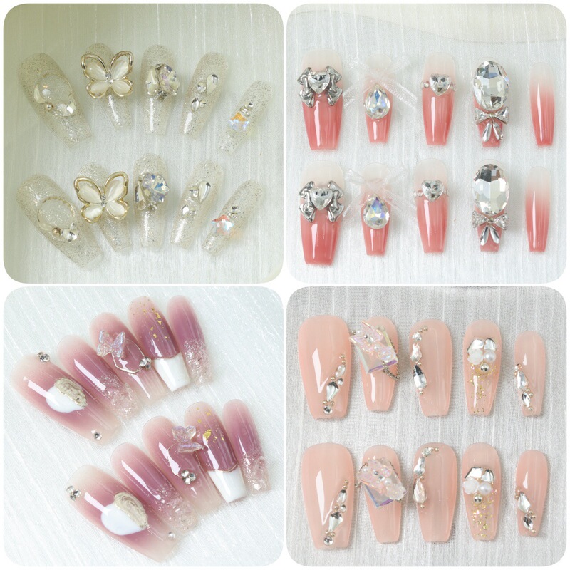 【Flower Field Spring Ode】European and American style cross-border wearable nails, handmade finished nail patches, cute butterfly nail stickers