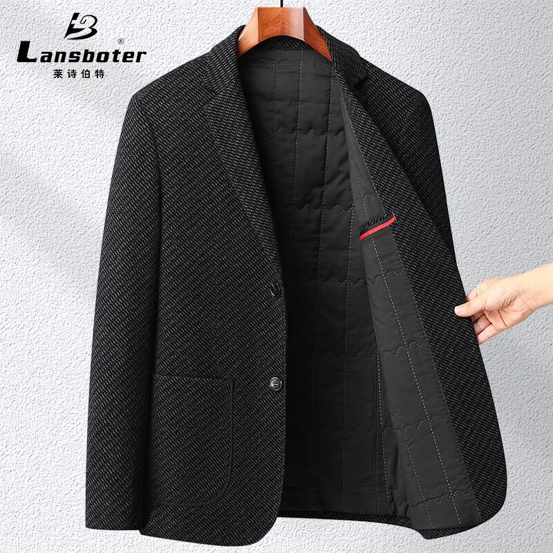 Áo vest nam dáng thon nhồi bông dày dặn không cần ủi phong cách Hàn Quốc, áo khoác tây đơn giữ ấm — Xanh lam đậm, Đen Xám