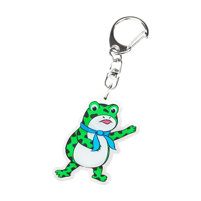 Internet celebridad lindo solitario rana de dibujos animados acrílico llavero colgante bolsa auricular caso pequeño colgante llavero