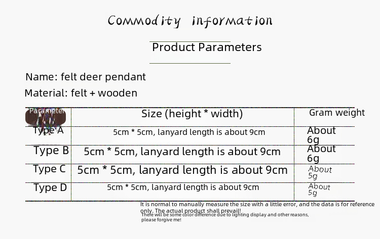 Pingente rena de natal em feltro decoração de árvore presente_voghion.com
