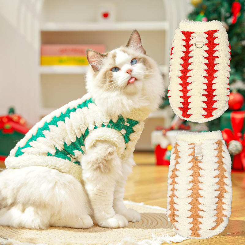 跨境圣诞节日猫衣服猫咪宠物衣服饰秋冬狗衣服毛绒新款用品节节高|undefined