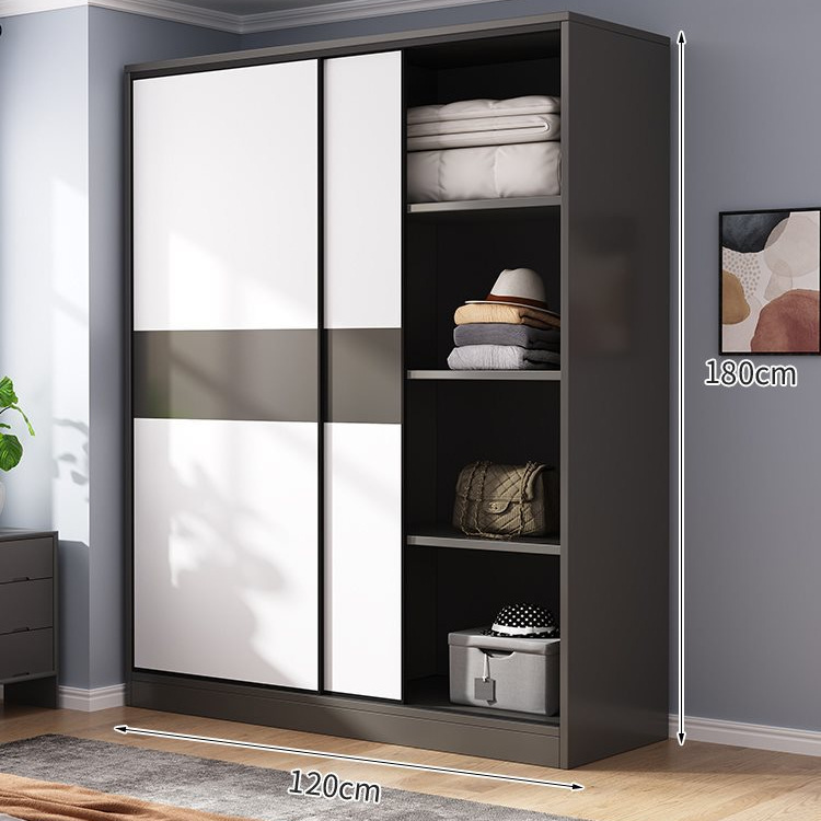 2도어 [블랙앤그레이] 길이 120cm의 옷장이 업그레이드되어 두꺼워졌습니다.