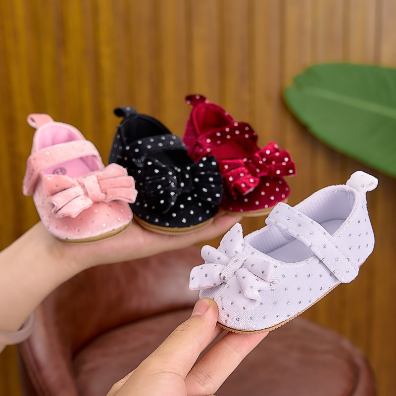 Baby Shoes Wholesale Spring & Fall Bow Princess Shoes Toddler Shoes Female Baby Shoes 0-1 Years Old Export Babyshoes